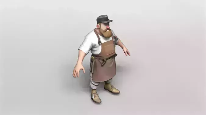 Stylized Bearded Craftsman Character 3D Model