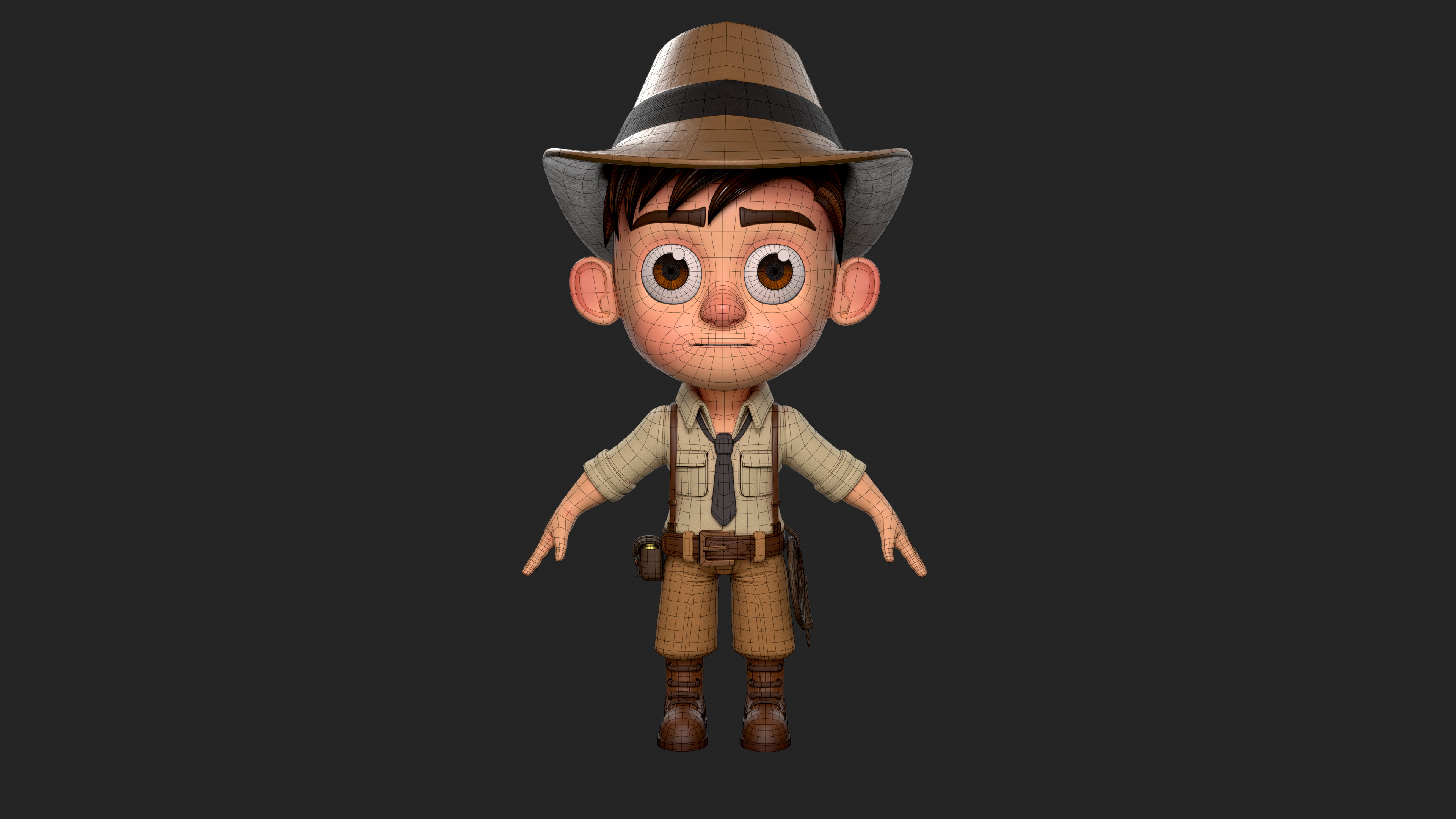 Cartoon boy Low-poly 3D model_11