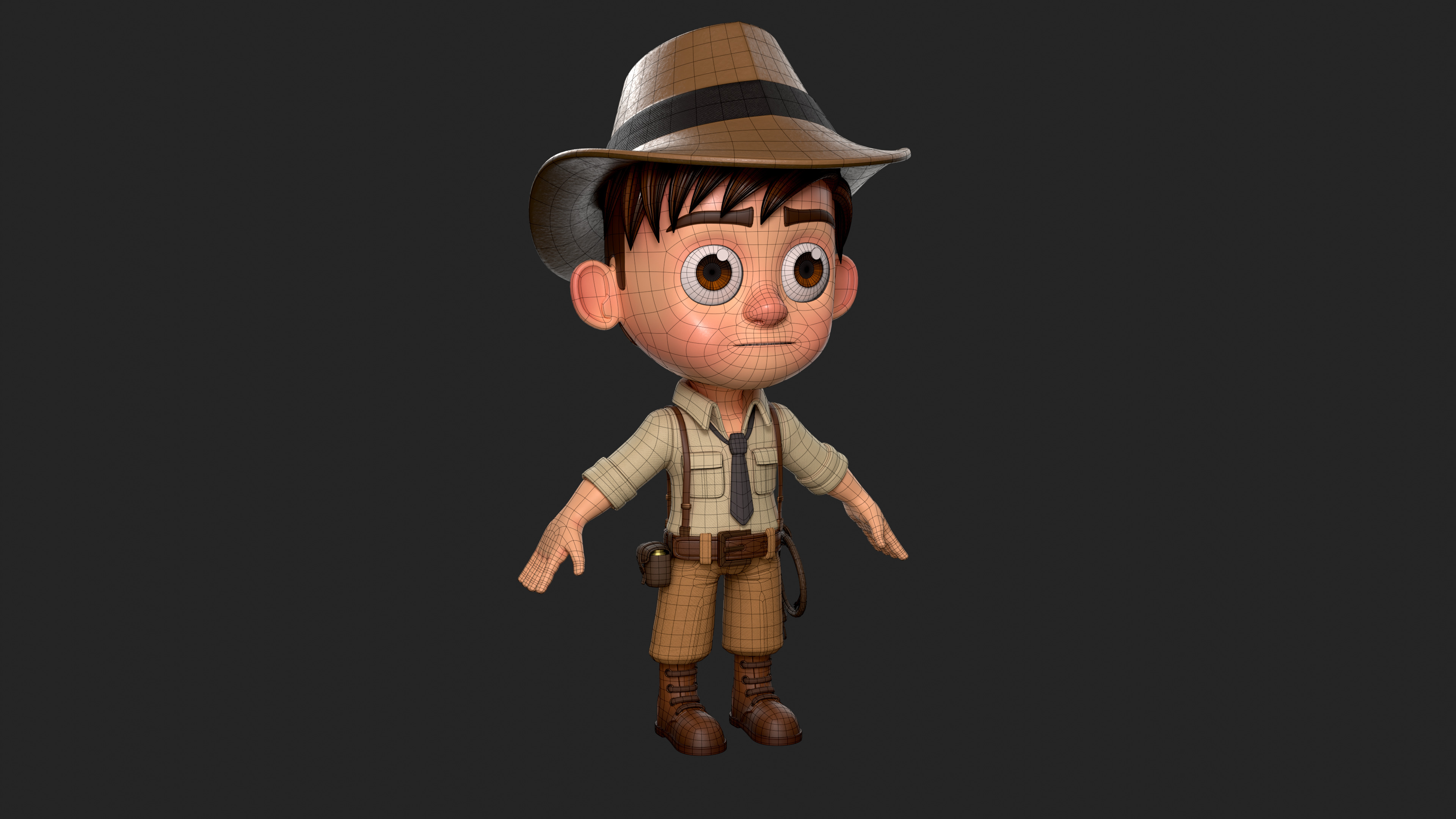 Cartoon boy Low-poly 3D model_15