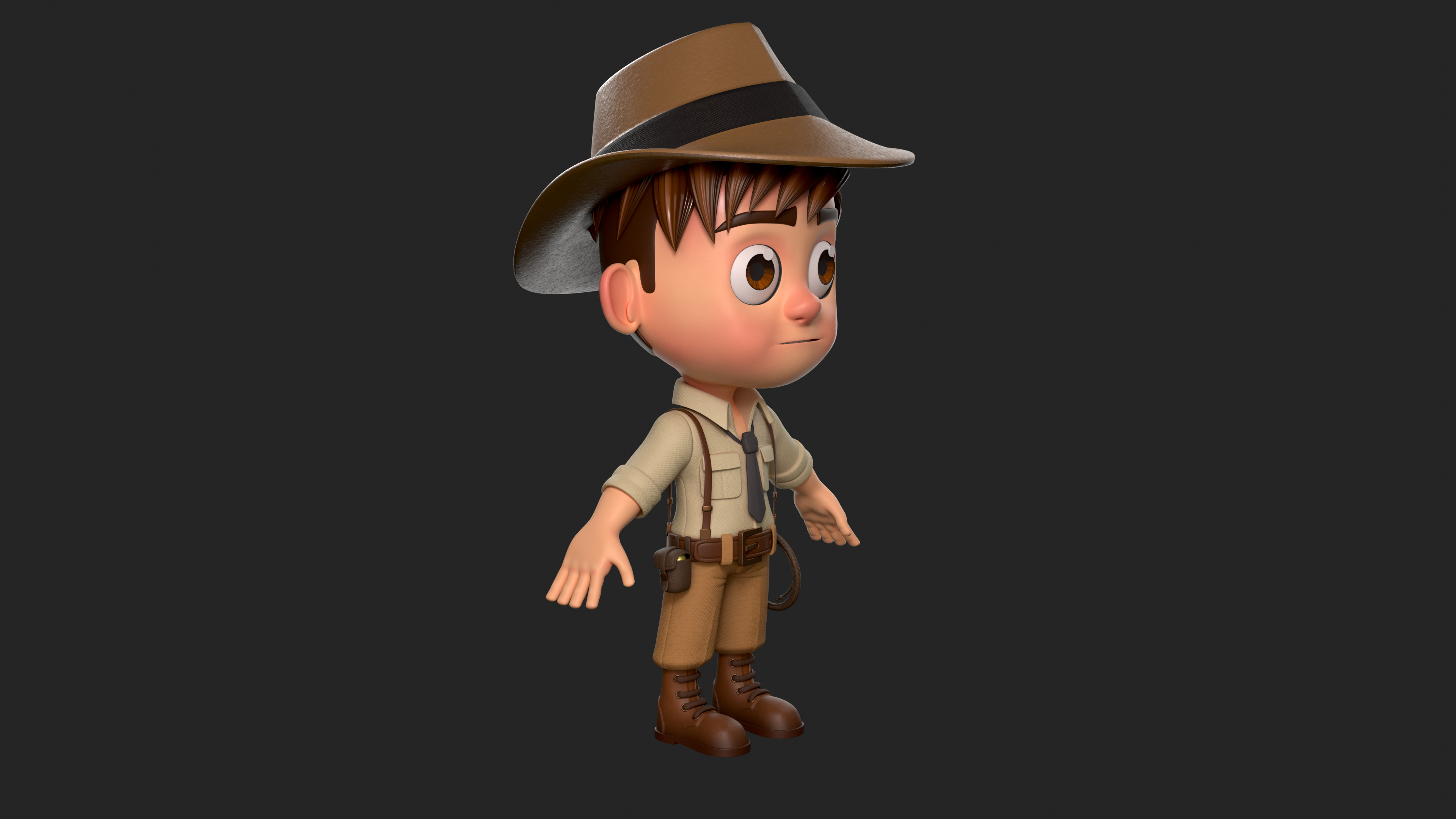 Cartoon boy Low-poly 3D model_9