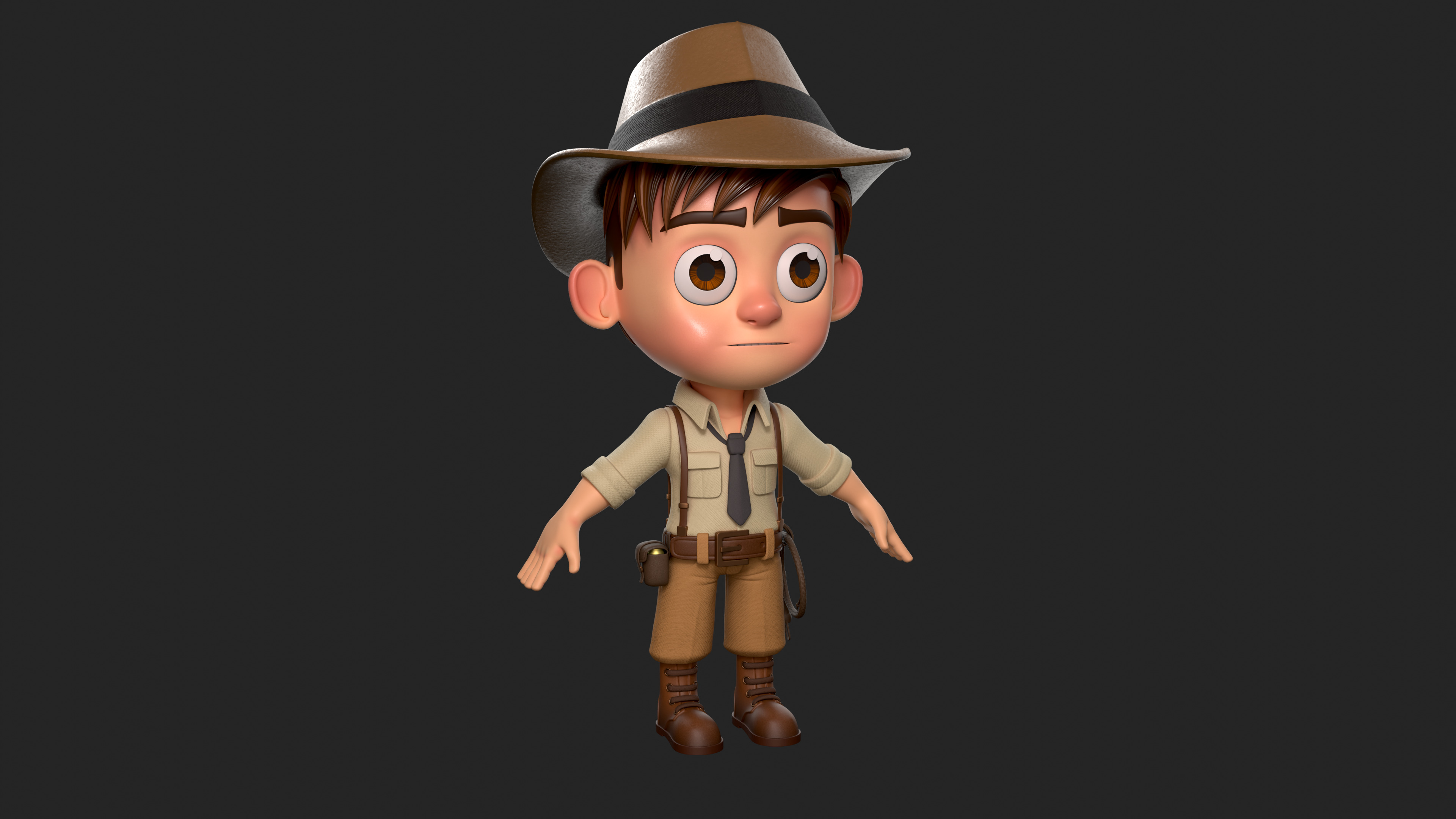 Cartoon boy Low-poly 3D model_10