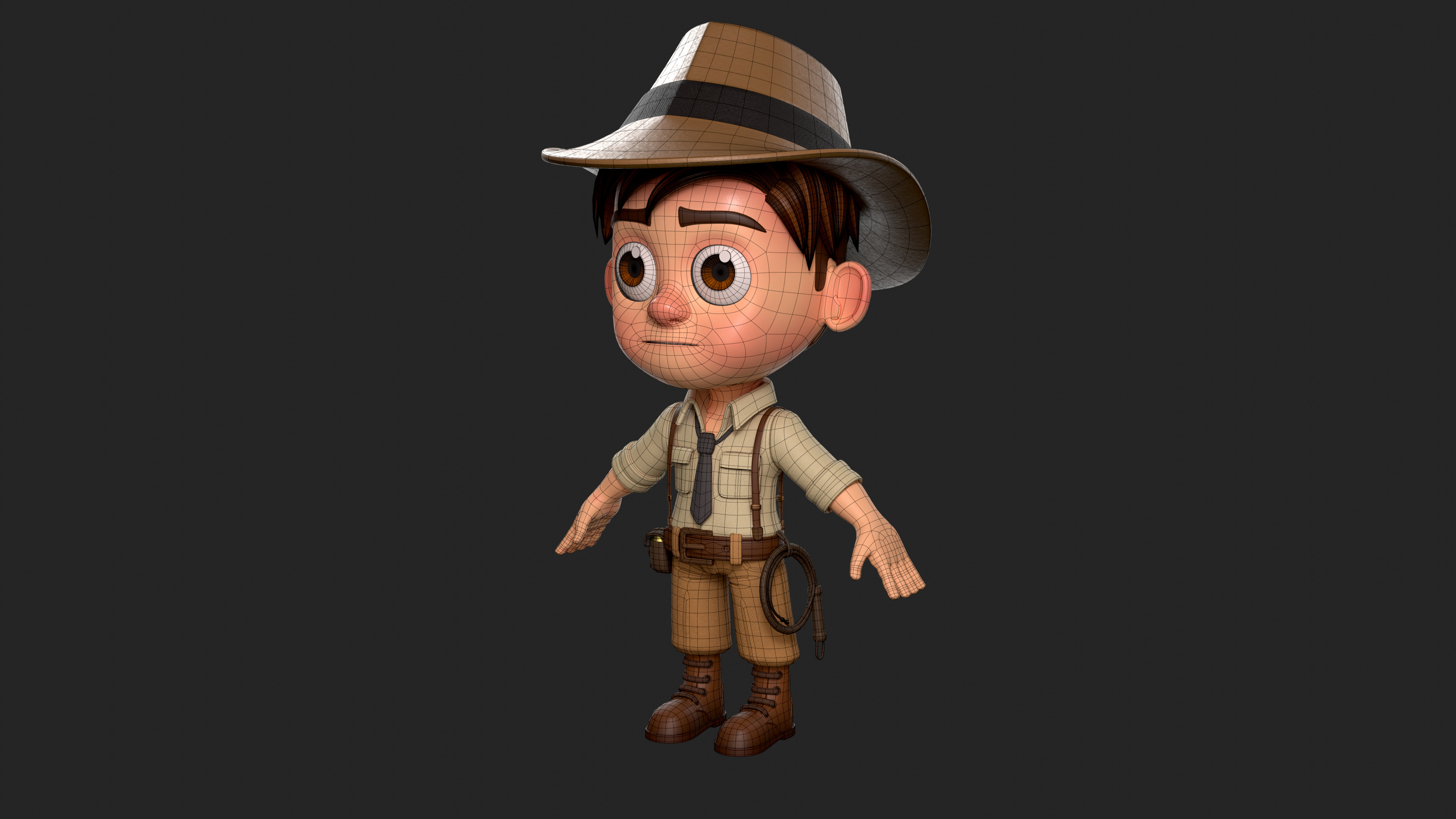 Cartoon boy Low-poly 3D model_12