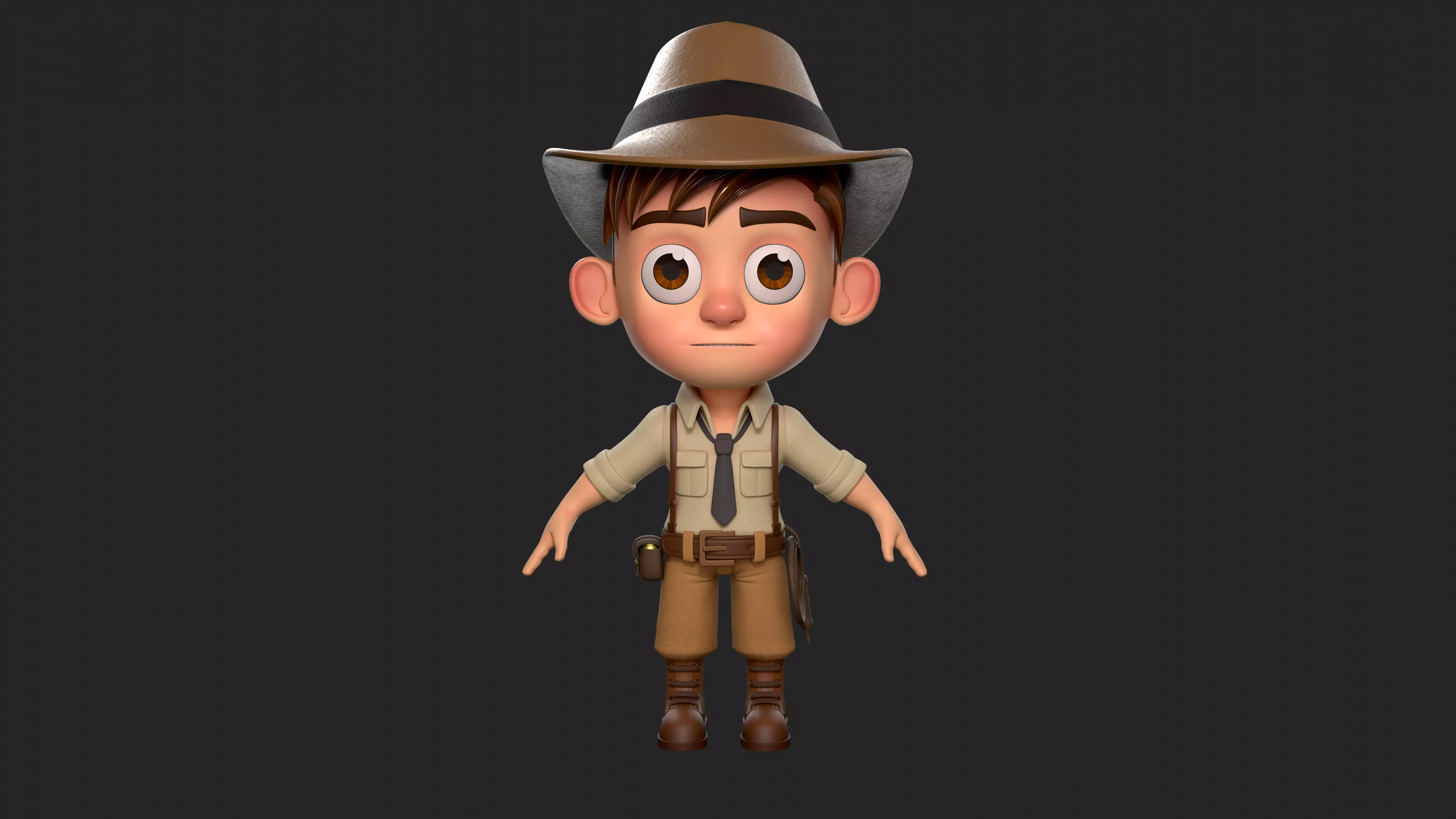 Cartoon boy Low-poly 3D model_0