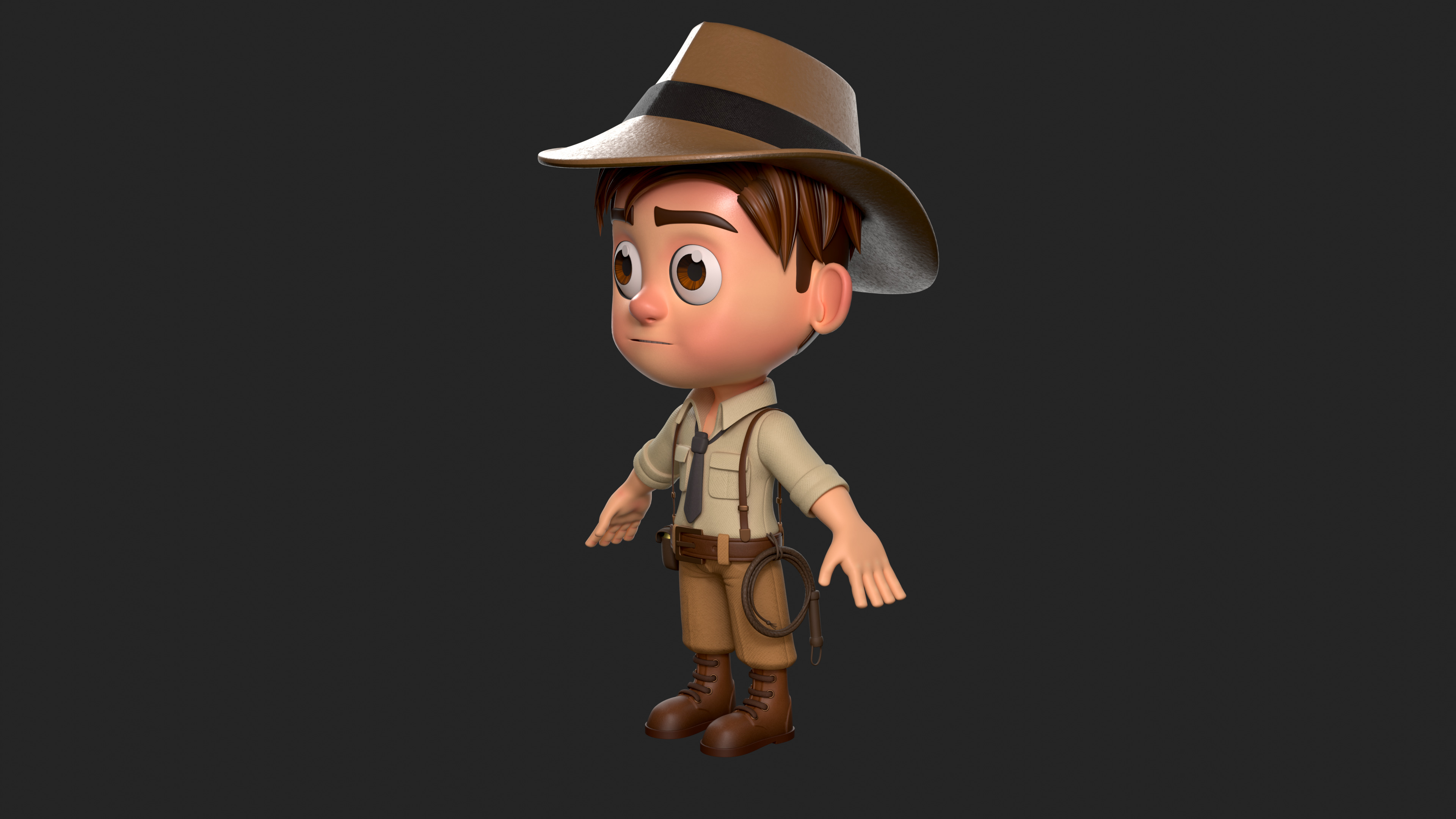 Cartoon boy Low-poly 3D model_1