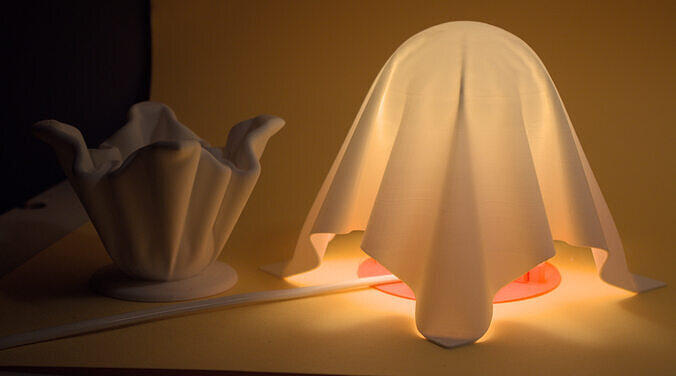 Ghostly Draped Lamp and Matching Trinket Dish  3D Printable Set 3D print model