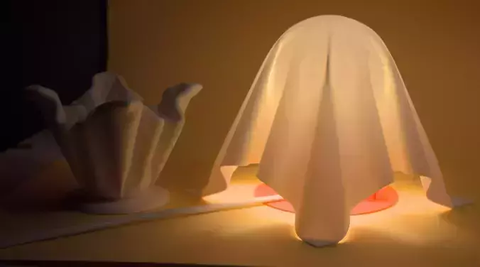 Ghostly Draped Lamp and Matching Trinket Dish  3D Printable Set 3D print model