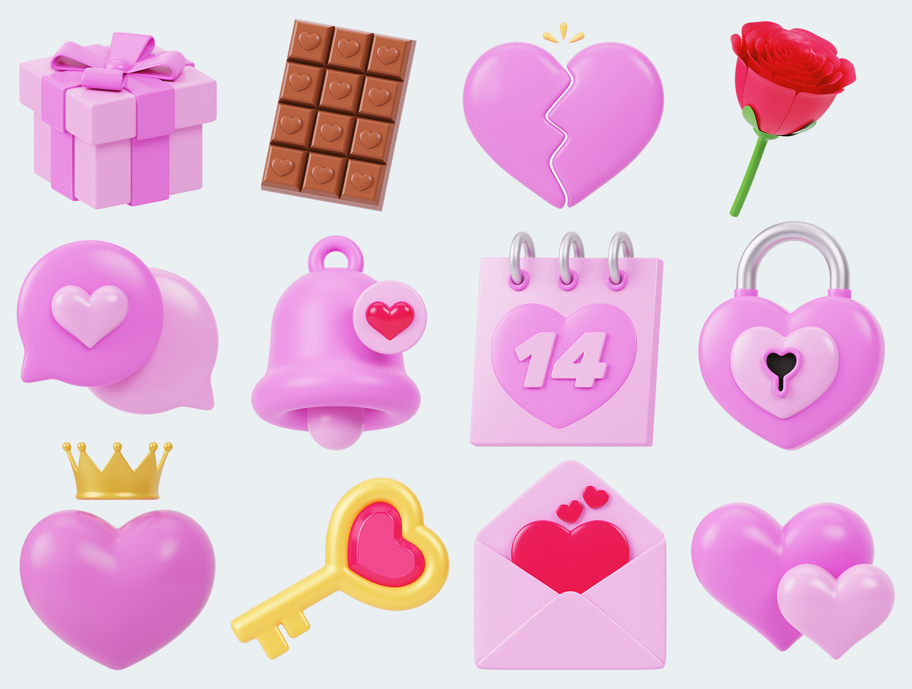 Valentine 3D Icon Pack 3D model_4