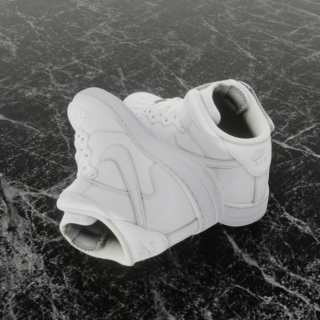 NIKE AIR FORCE 1 MID WHITE 3D SHOES Low-poly 3D model_6