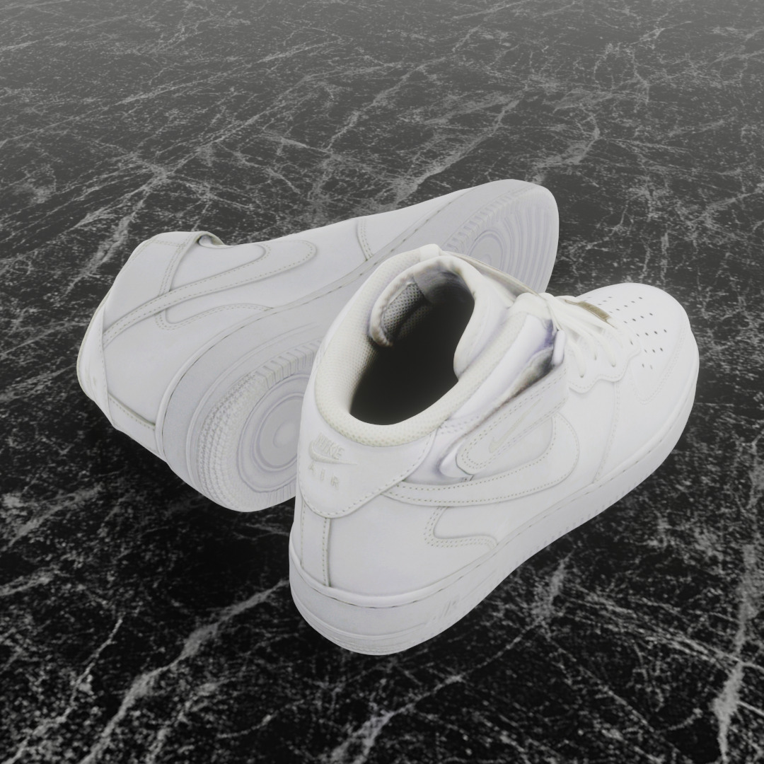 NIKE AIR FORCE 1 MID WHITE 3D SHOES Low-poly 3D model_5