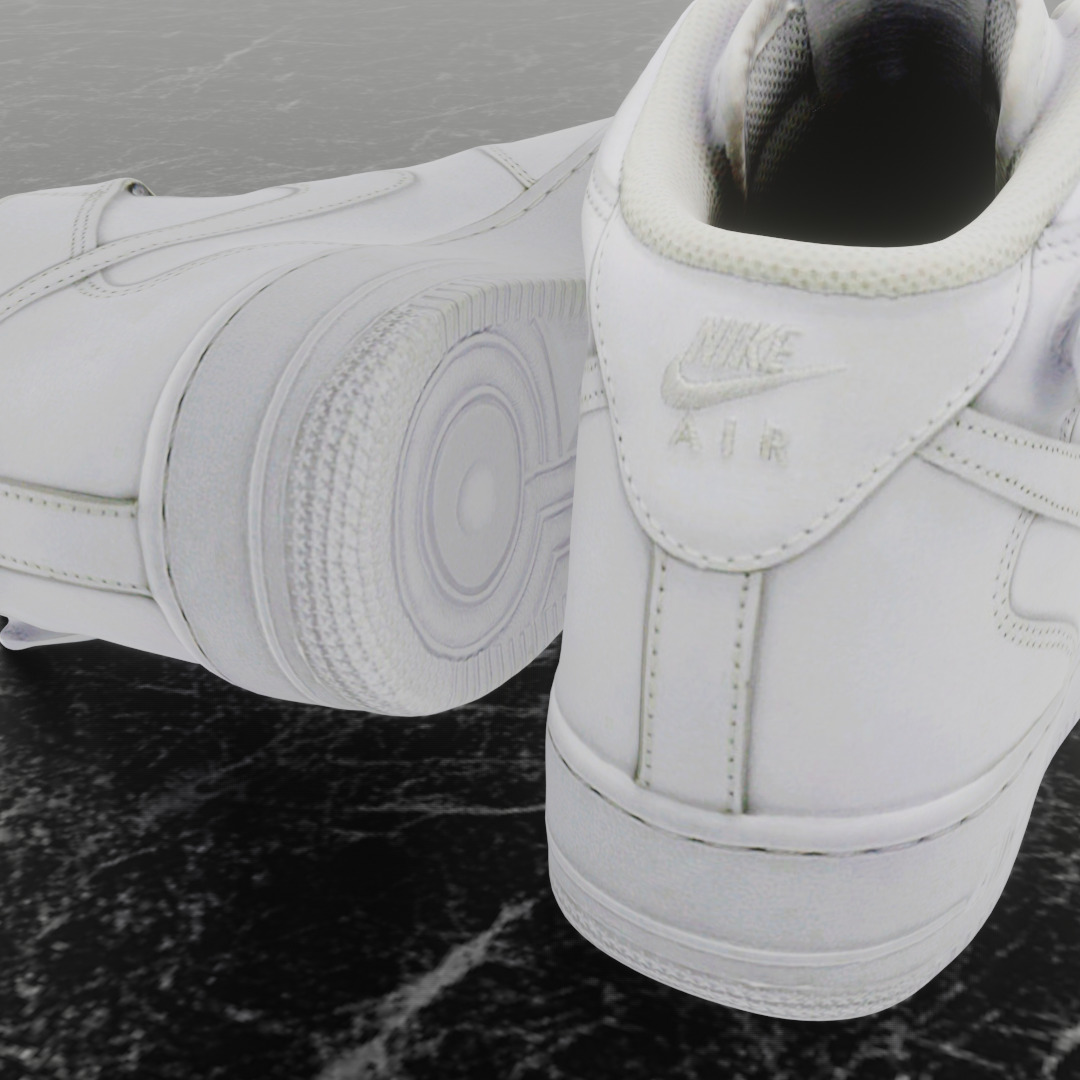 NIKE AIR FORCE 1 MID WHITE 3D SHOES Low-poly 3D model_9