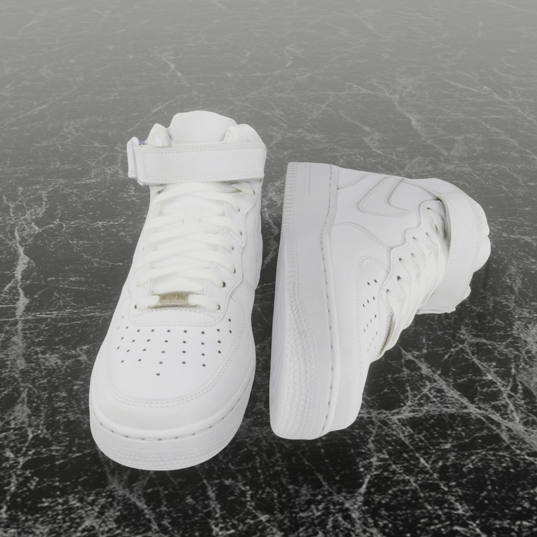 NIKE AIR FORCE 1 MID WHITE 3D SHOES Low-poly 3D model_3
