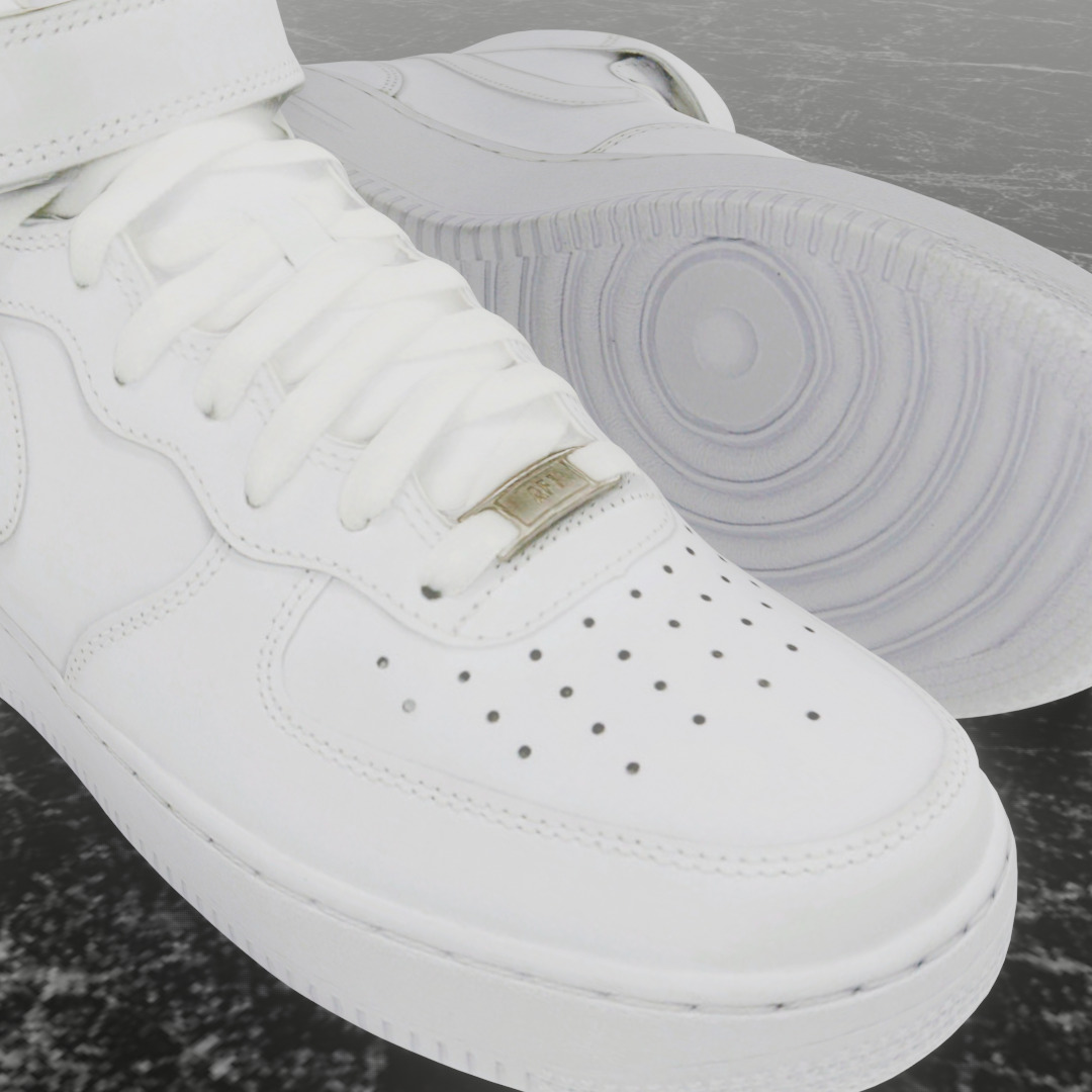 NIKE AIR FORCE 1 MID WHITE 3D SHOES Low-poly 3D model_11