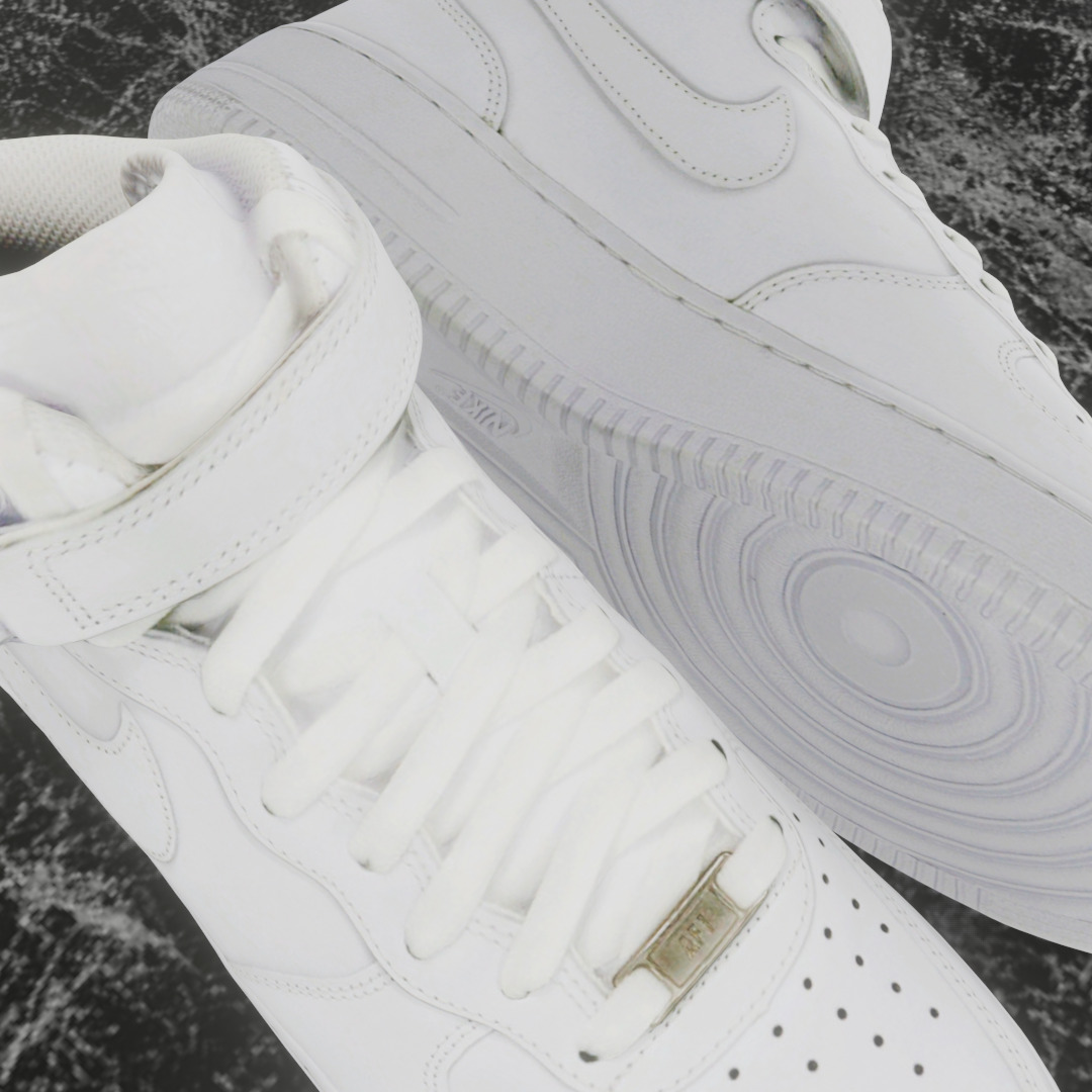 NIKE AIR FORCE 1 MID WHITE 3D SHOES Low-poly 3D model_12