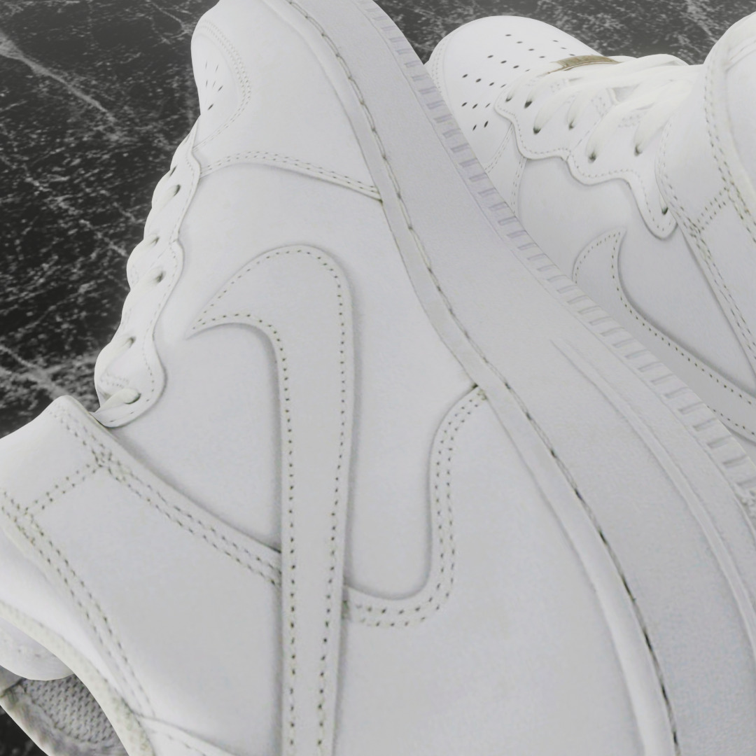 NIKE AIR FORCE 1 MID WHITE 3D SHOES Low-poly 3D model_8