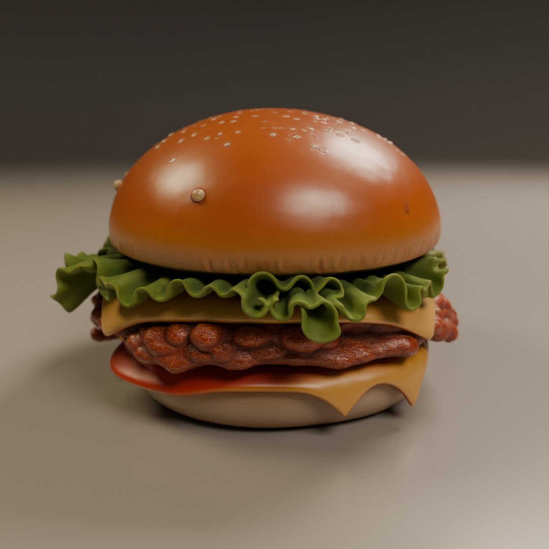 hamburger 3D print model_3