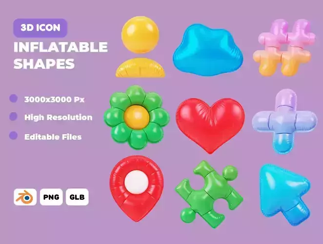  Inflatable Shapes 3D Icon Pack