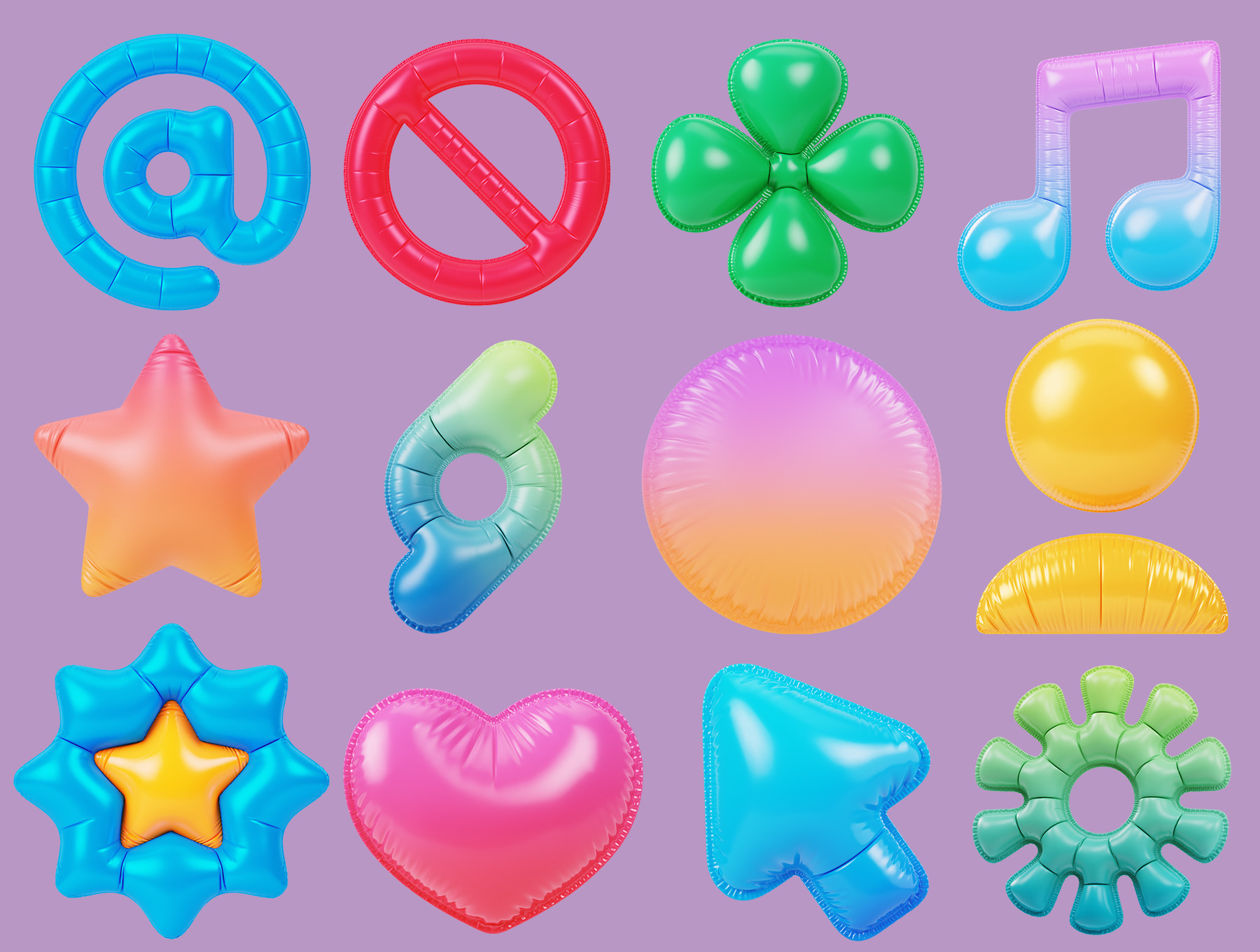  Inflatable Shapes 3D Icon Pack 3D model_4