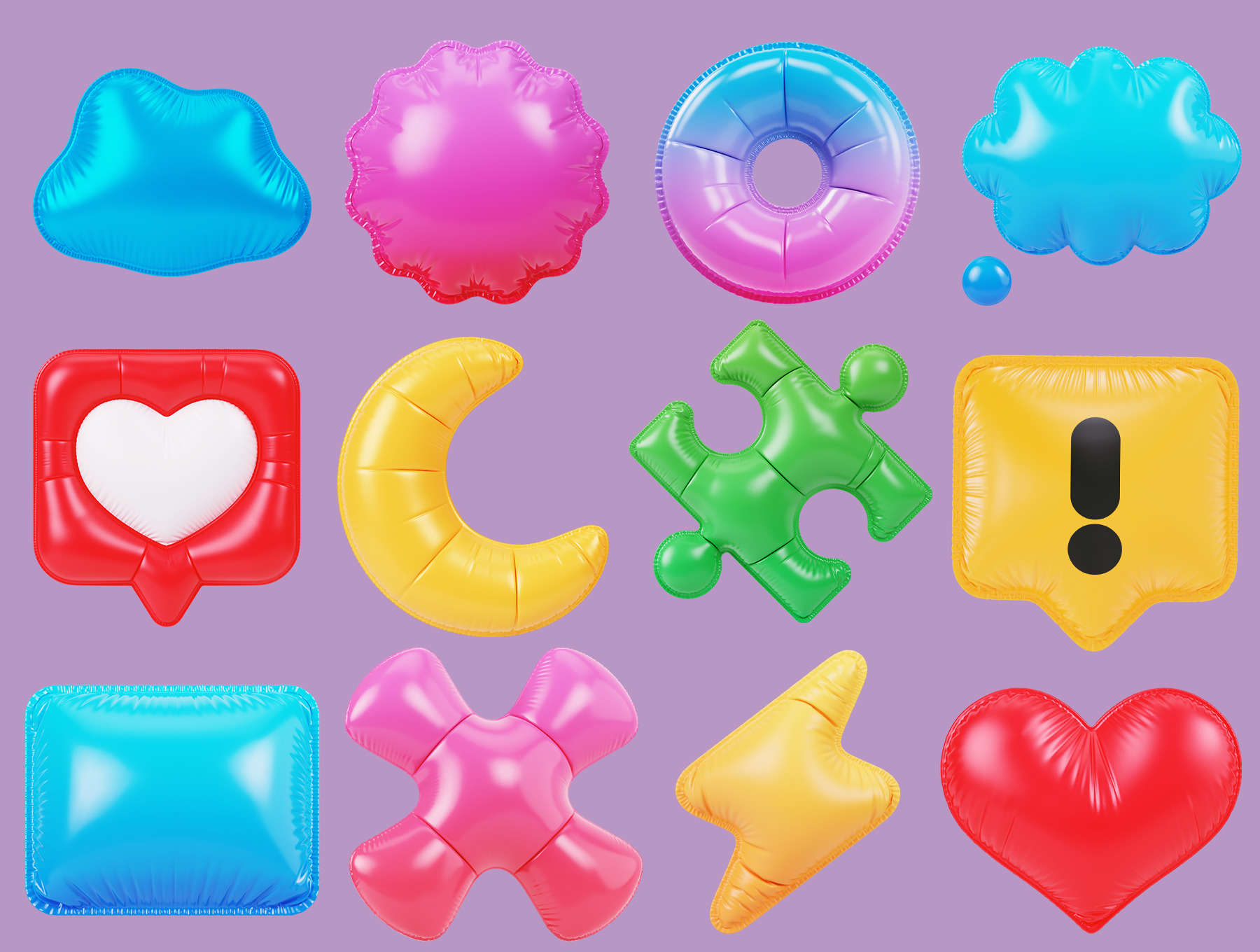  Inflatable Shapes 3D Icon Pack 3D model_3