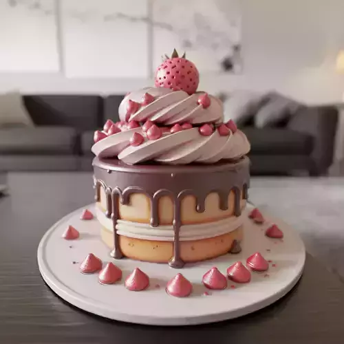 cake with chocolate icing 3D print model