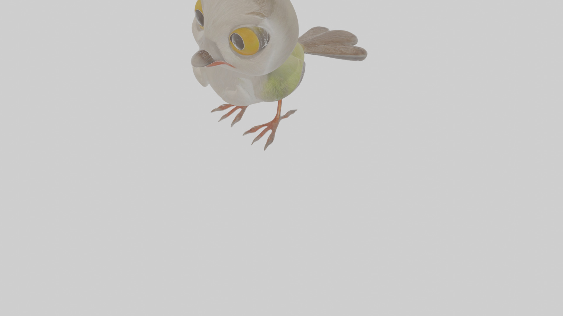 Cartoon Gerygone Low-poly 3D model_8