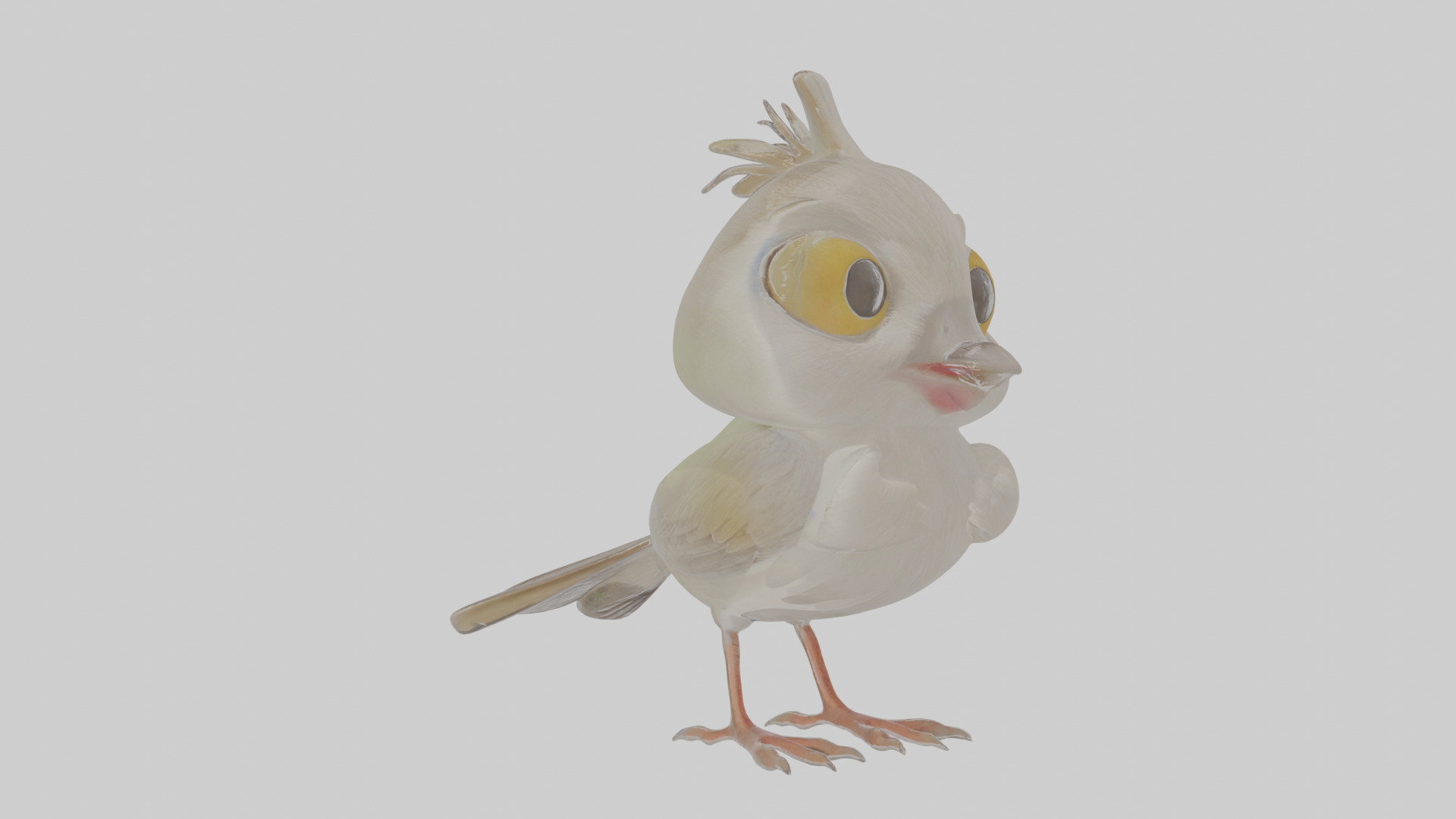 Cartoon Gerygone Low-poly 3D model_16