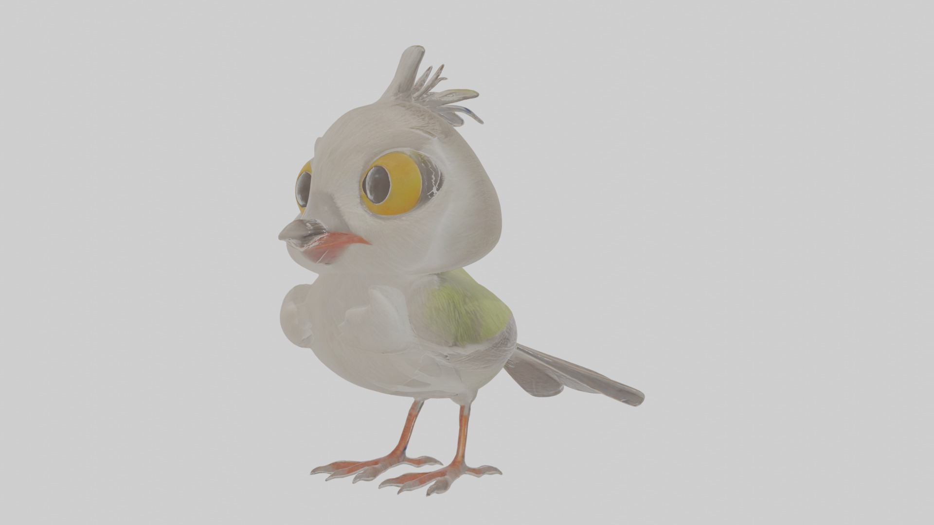 Cartoon Gerygone Low-poly 3D model_12