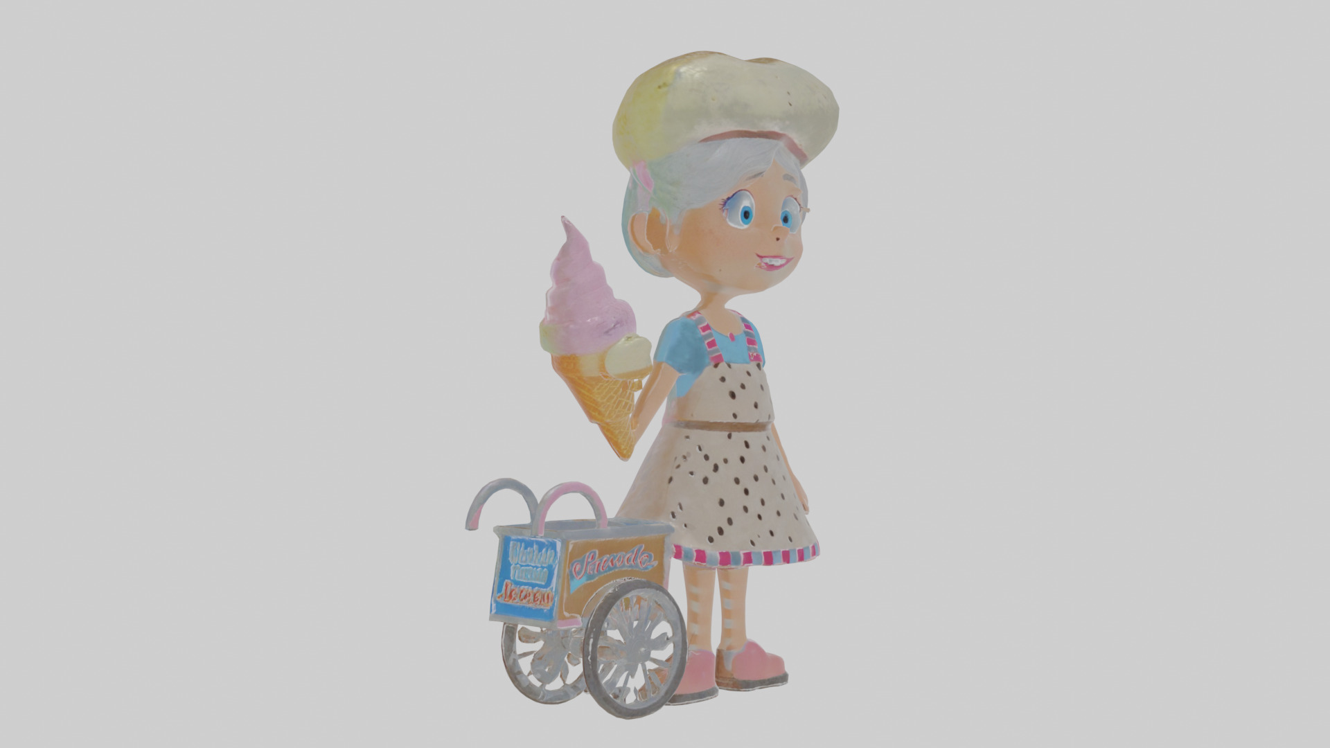 Cartoon Isolde the Ice Cream Vendor Model Low-poly 3D model_18