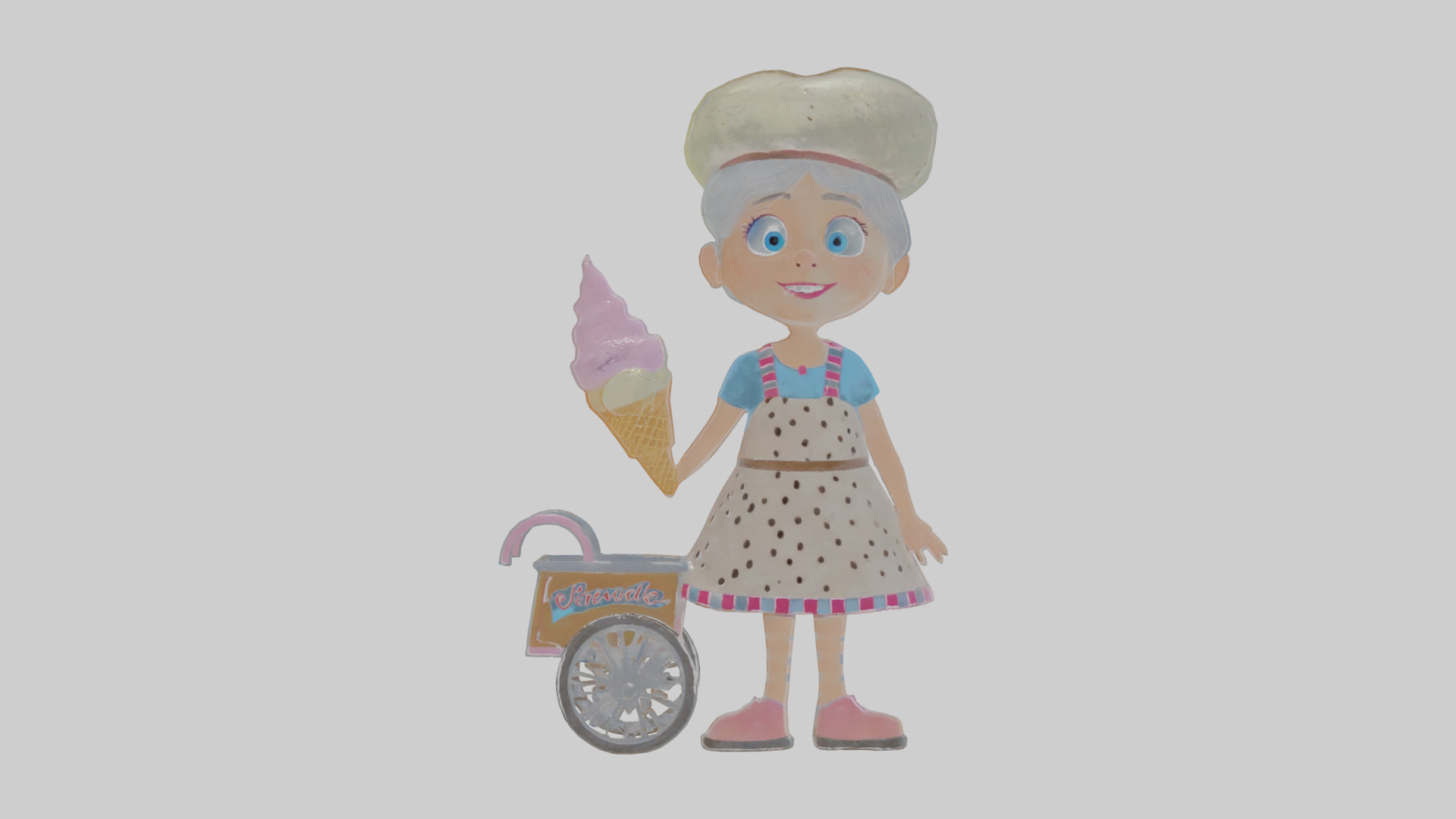 Cartoon Isolde the Ice Cream Vendor Model Low-poly 3D model_13
