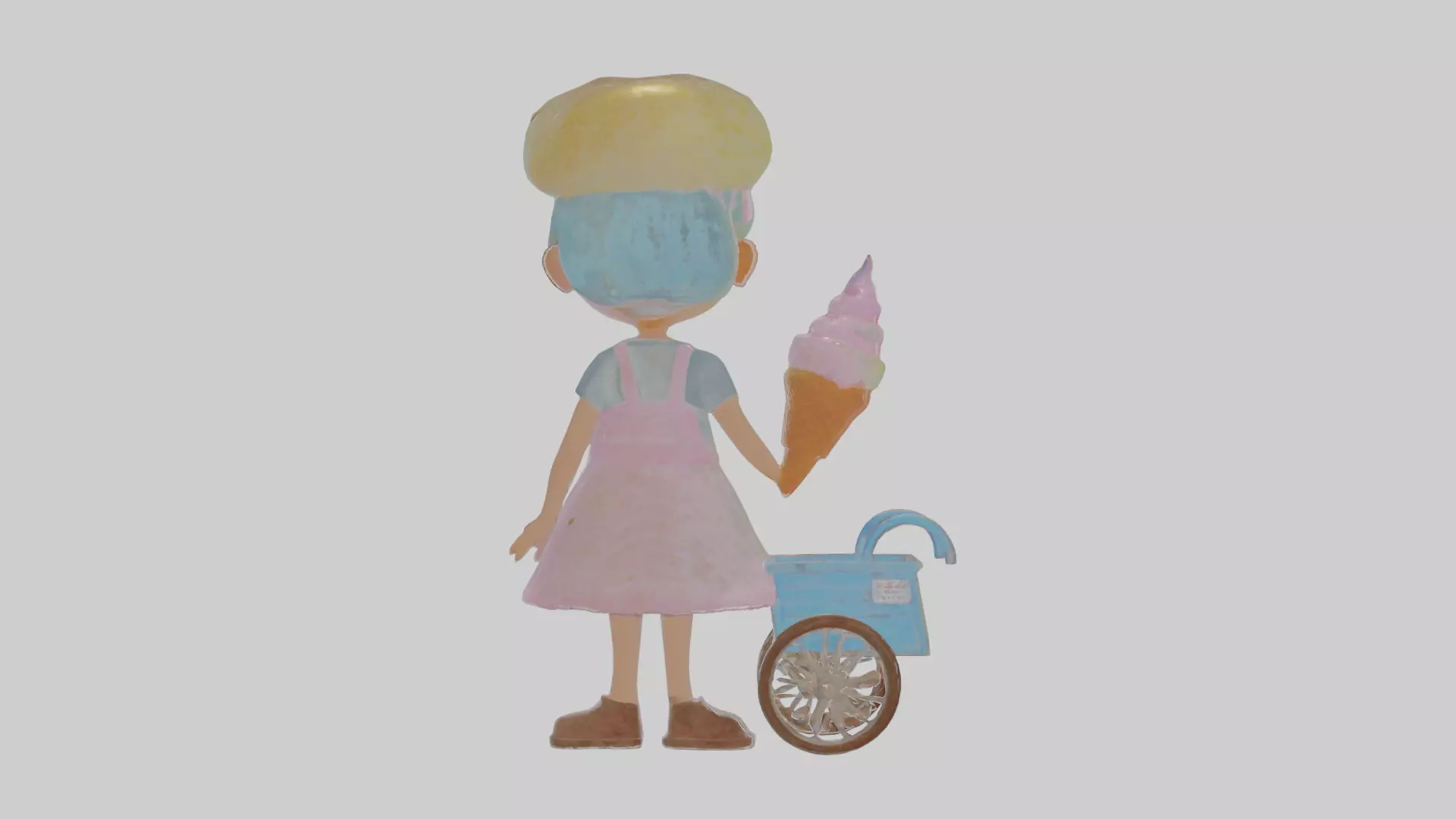 Cartoon Isolde the Ice Cream Vendor Model Low-poly 3D model_0