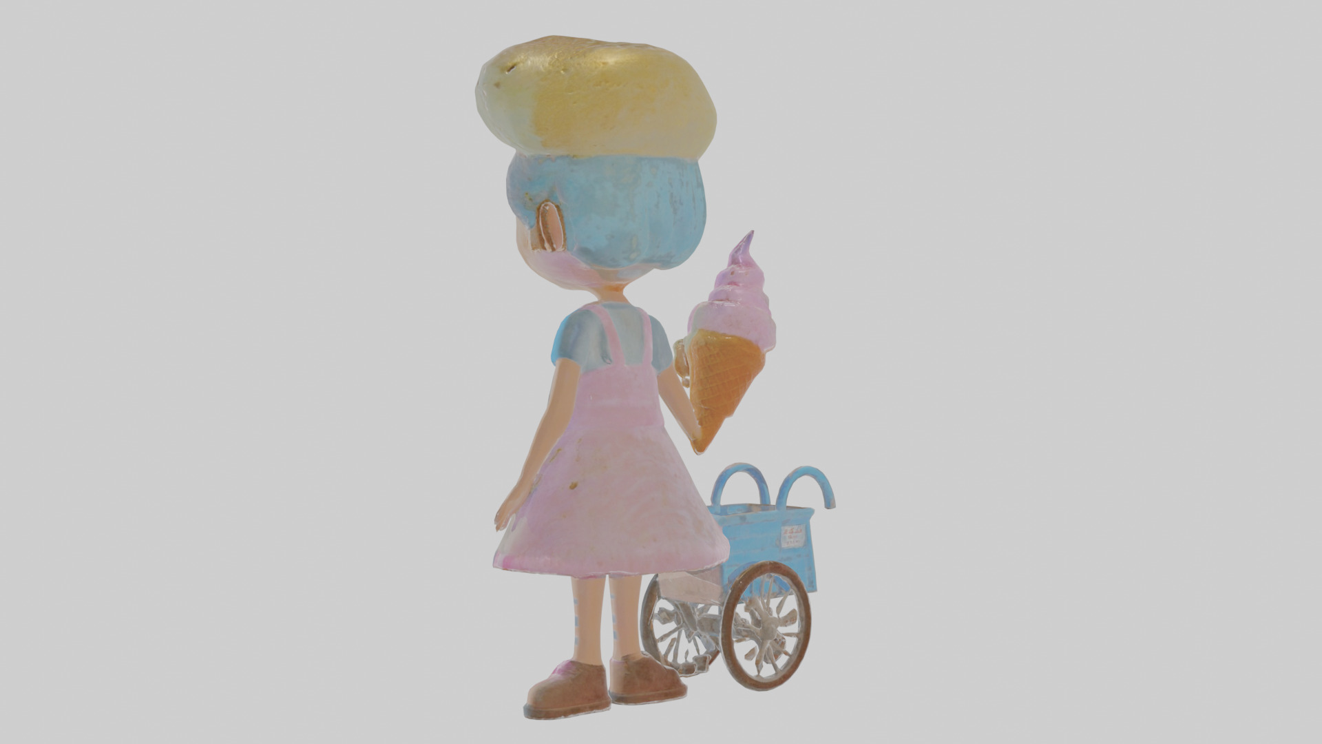 Cartoon Isolde the Ice Cream Vendor Model Low-poly 3D model_2