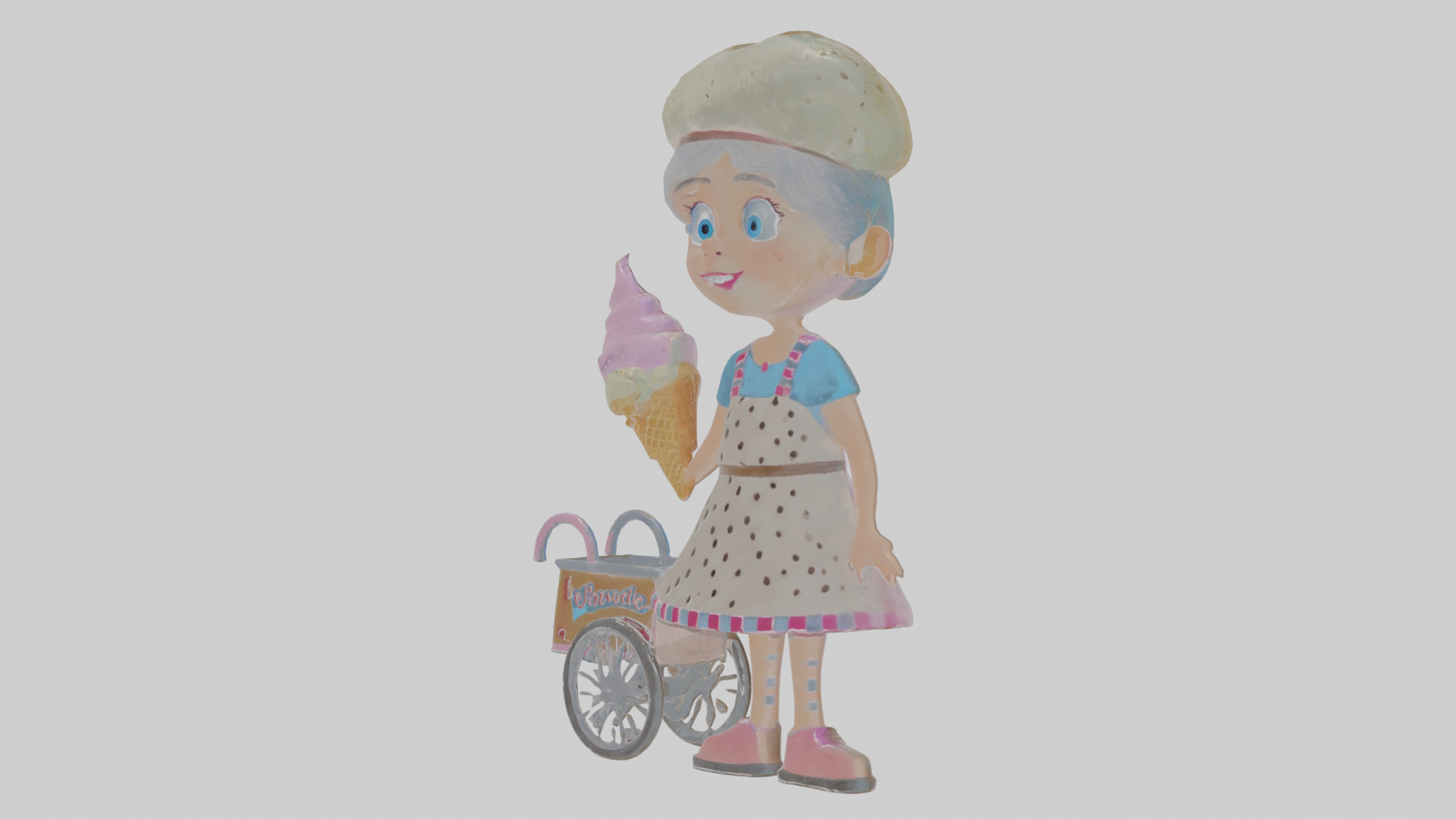 Cartoon Isolde the Ice Cream Vendor Model Low-poly 3D model_16
