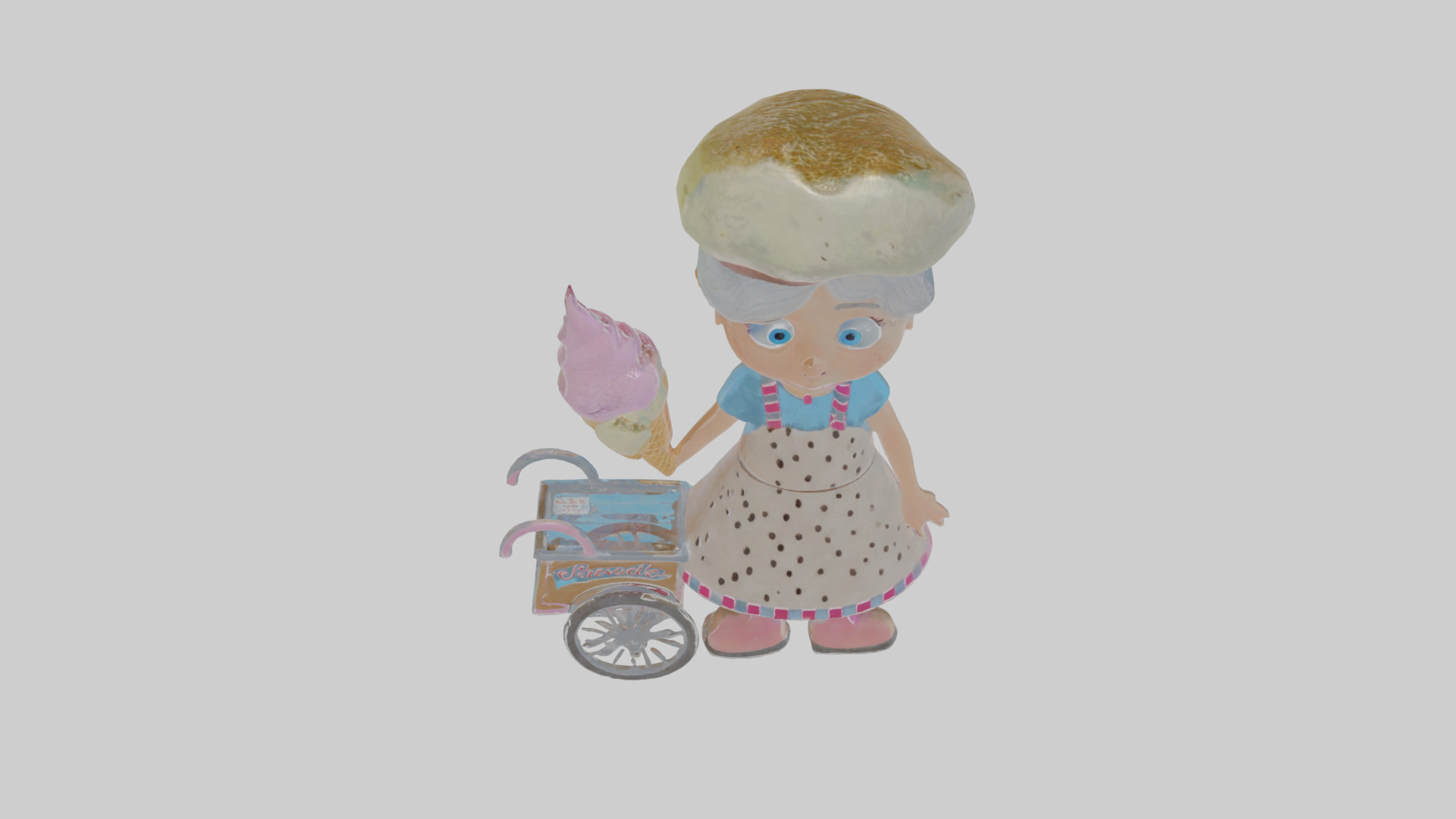 Cartoon Isolde the Ice Cream Vendor Model Low-poly 3D model_25
