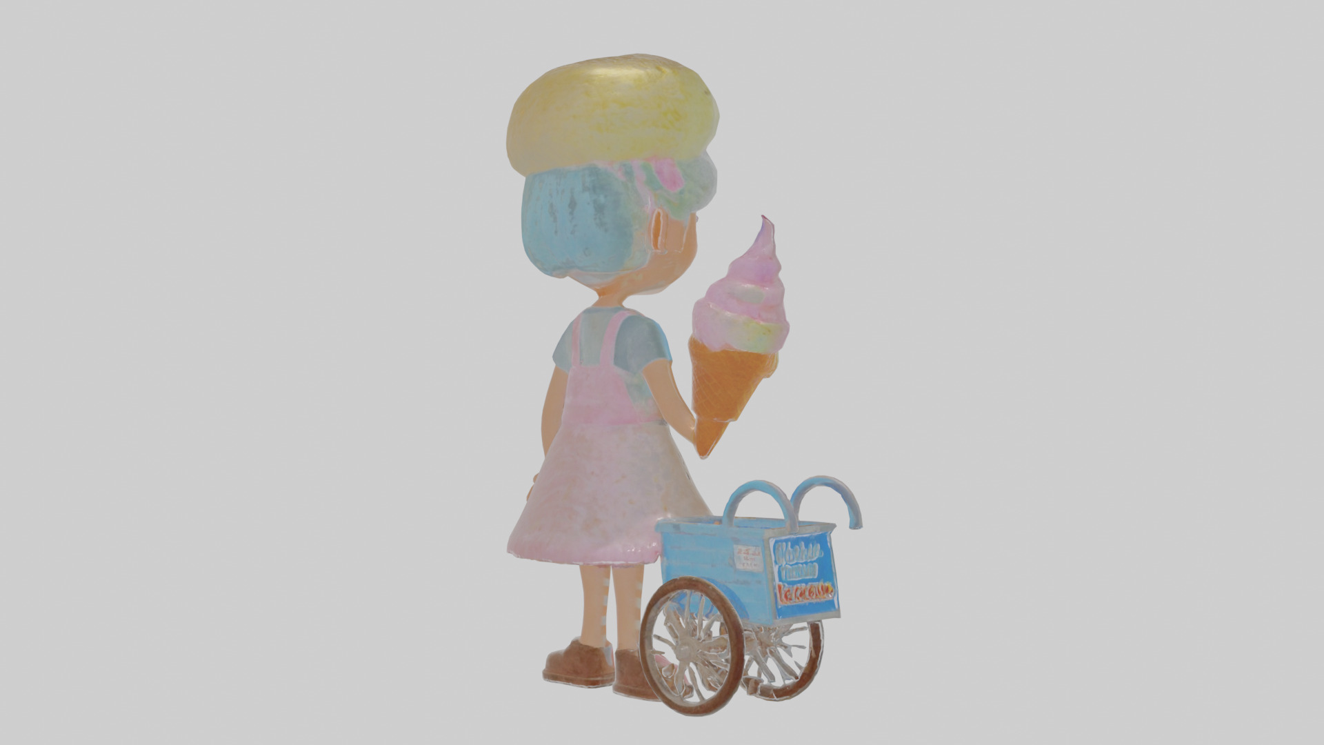 Cartoon Isolde the Ice Cream Vendor Model Low-poly 3D model_3
