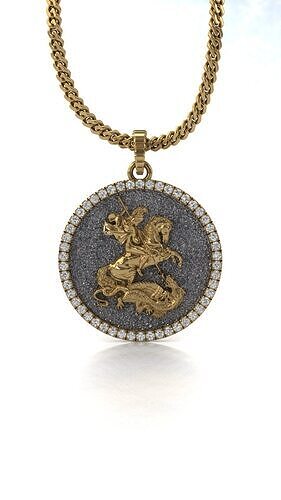 3D Model St George and Dragon Medallion Pendant STL Saint George 3D print model