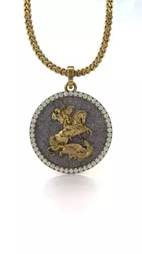 3D Model St George and Dragon Medallion Pendant STL Saint George