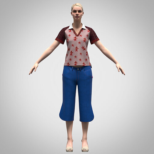 womens capri pant rigged model  Low-poly 3D model