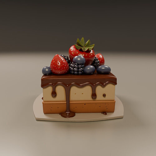 red fruit cake 3D print model 3
