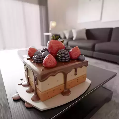 red fruit cake 3D print model