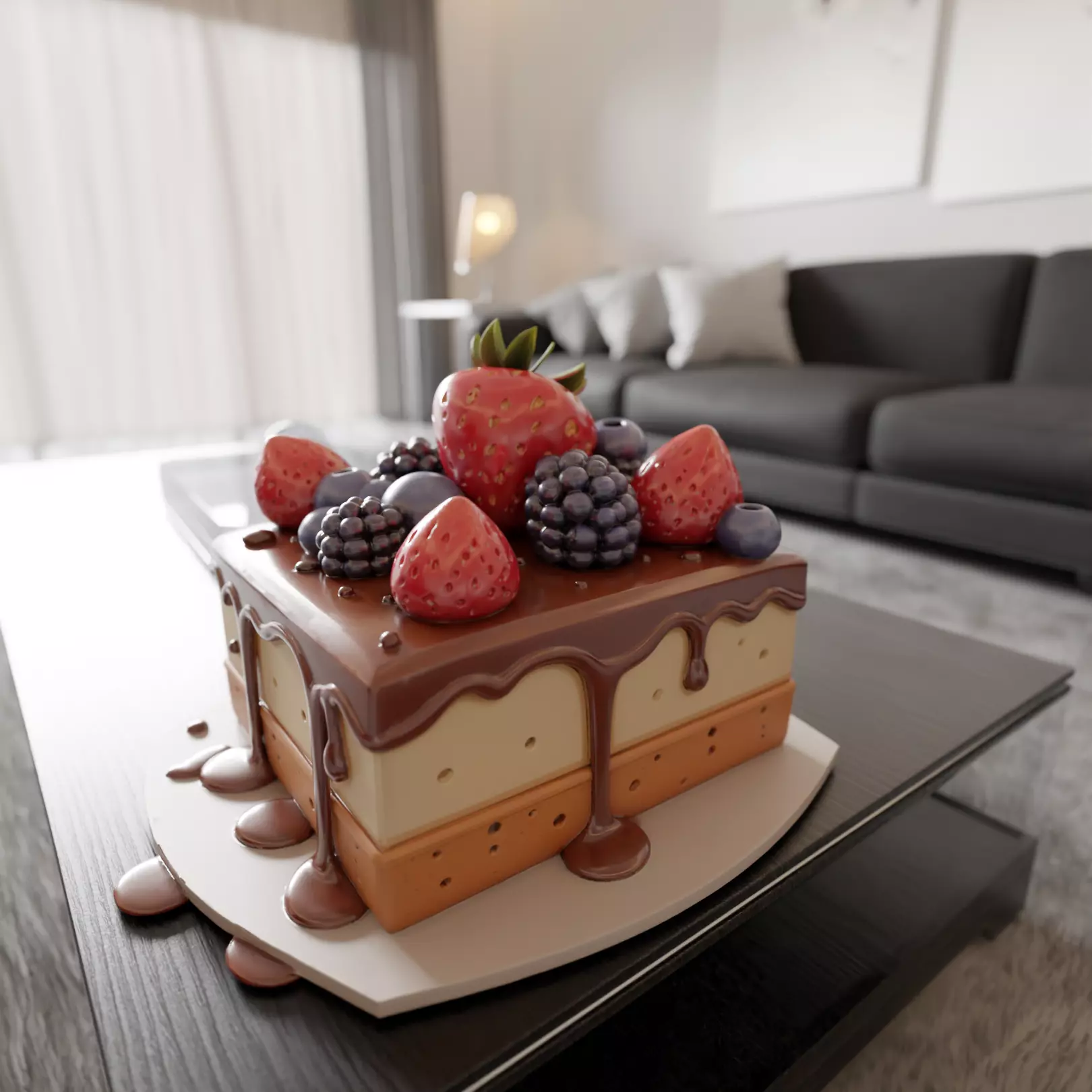red fruit cake 3D print model_0
