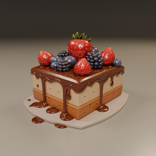 red fruit cake 3D print model 5