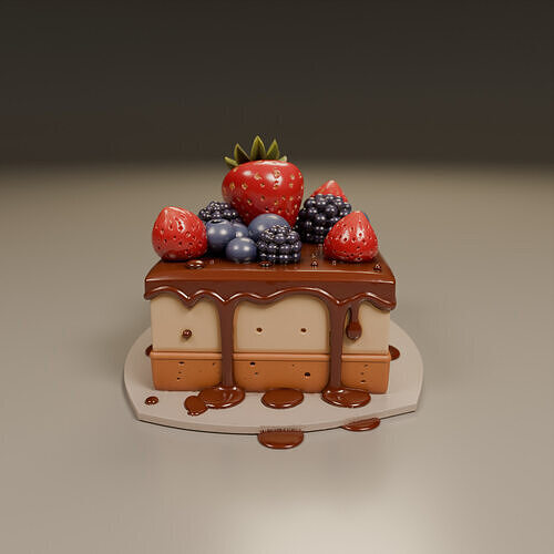 red fruit cake 3D print model 2