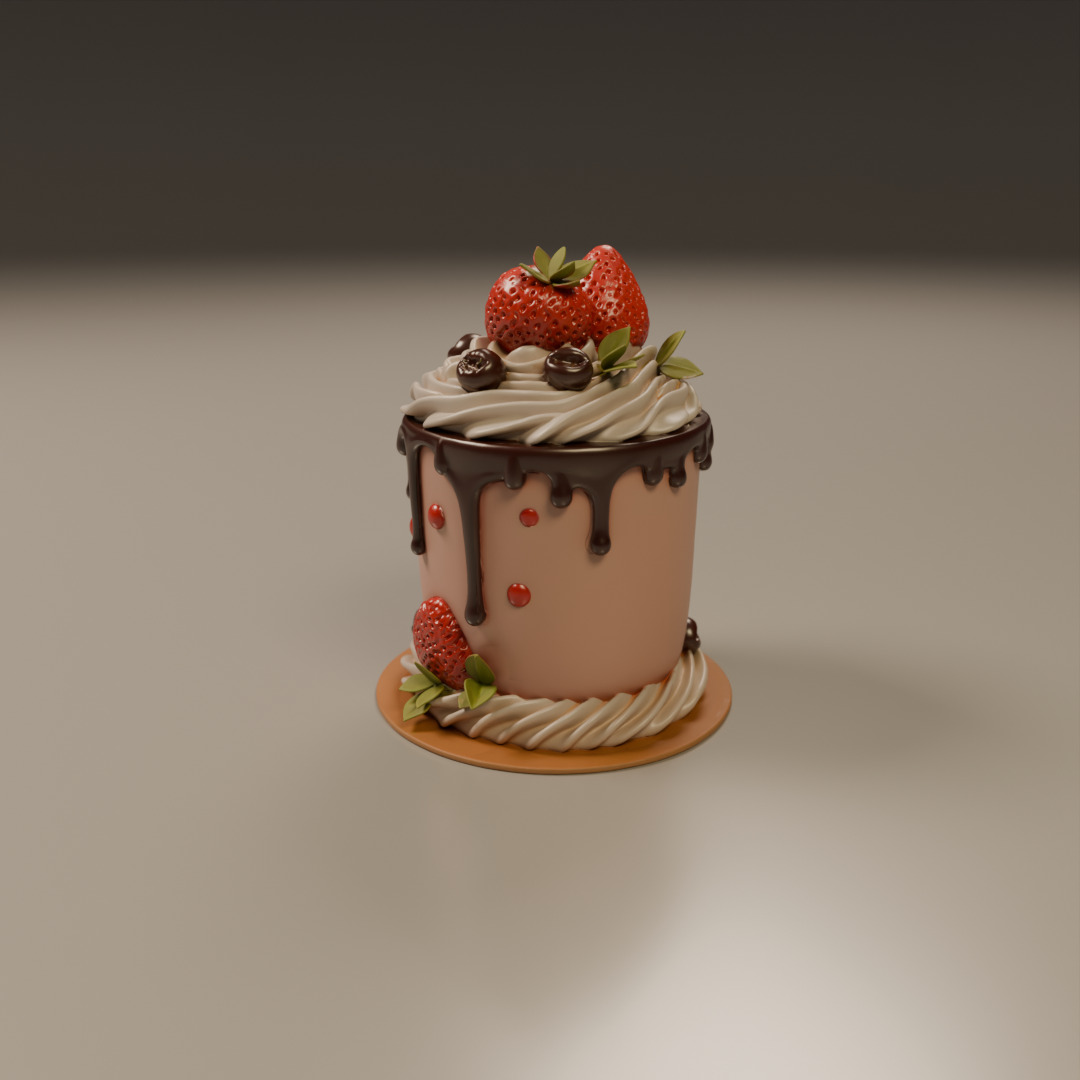 chocolate and strawberry cake 3D print model_9