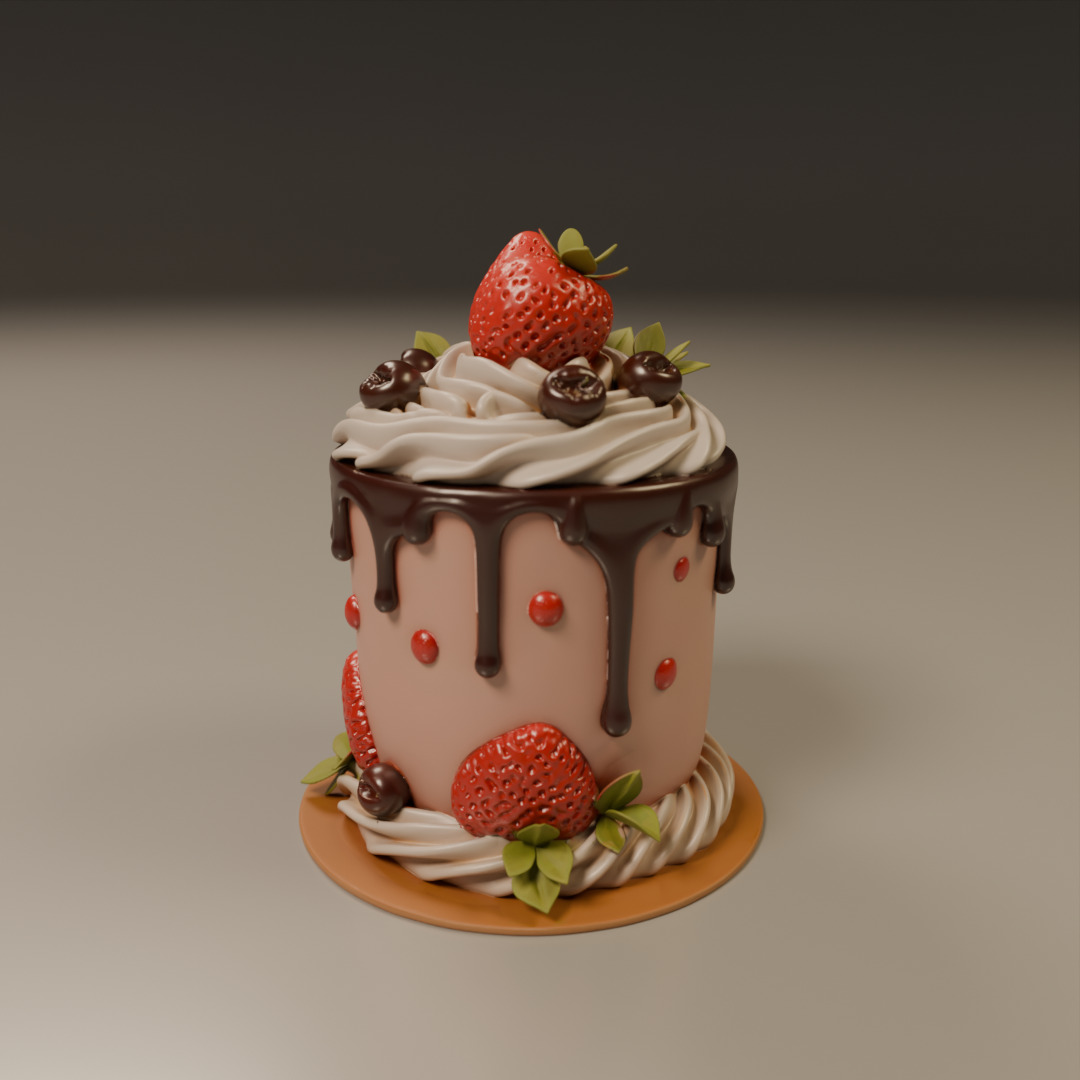 chocolate and strawberry cake 3D print model_15