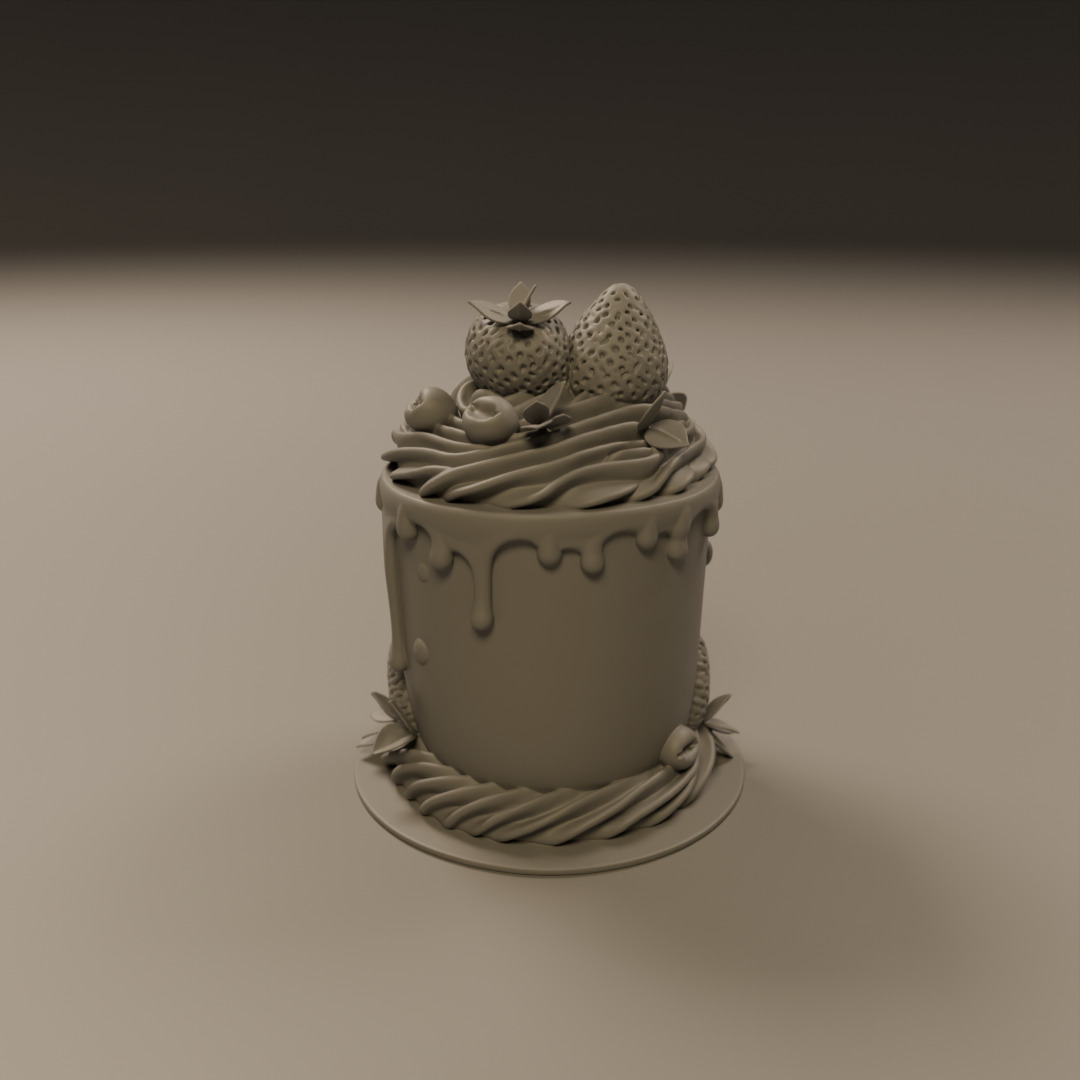 chocolate and strawberry cake 3D print model_4