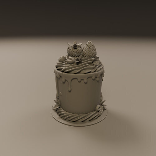 chocolate and strawberry cake 3D print model 5
