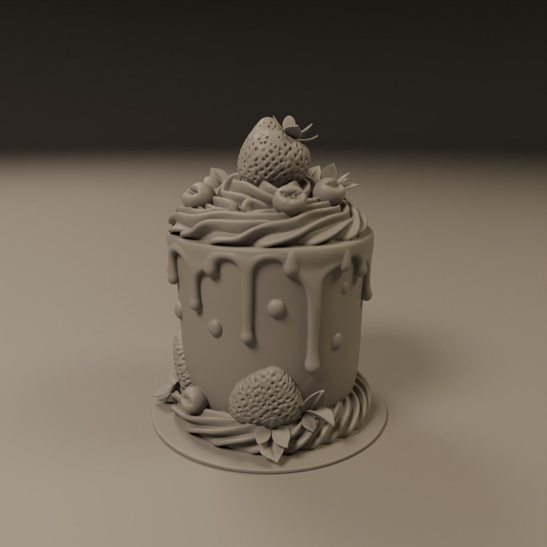 chocolate and strawberry cake 3D print model_16