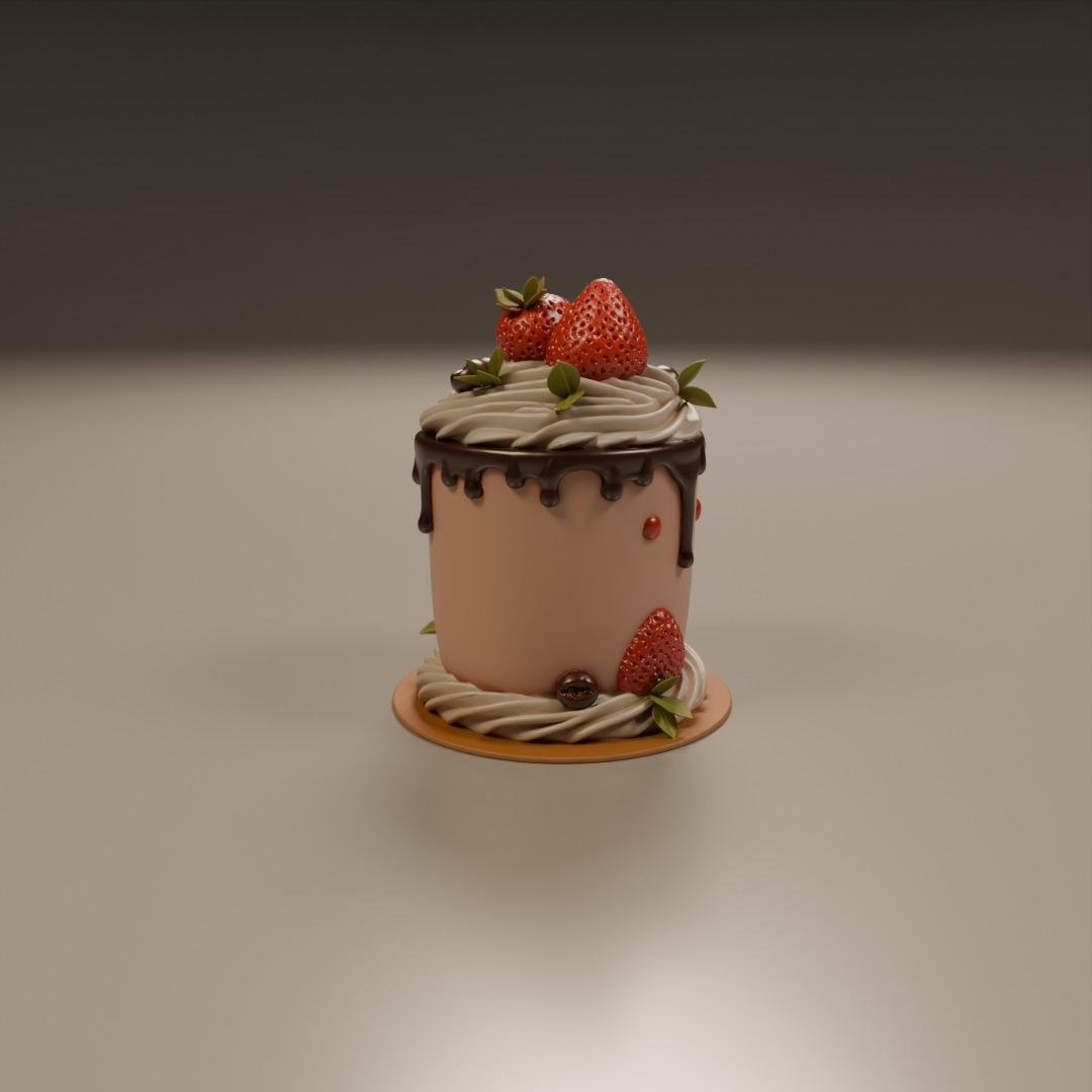 chocolate and strawberry cake 3D print model_11