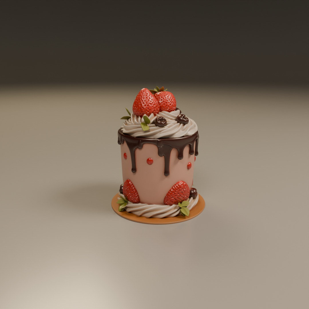 chocolate and strawberry cake 3D print model_13