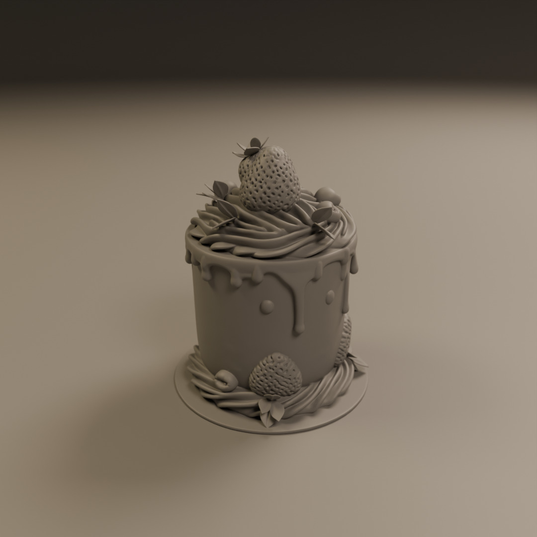chocolate and strawberry cake 3D print model_6