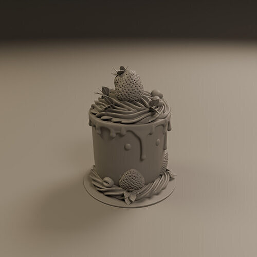 chocolate and strawberry cake 3D print model 7